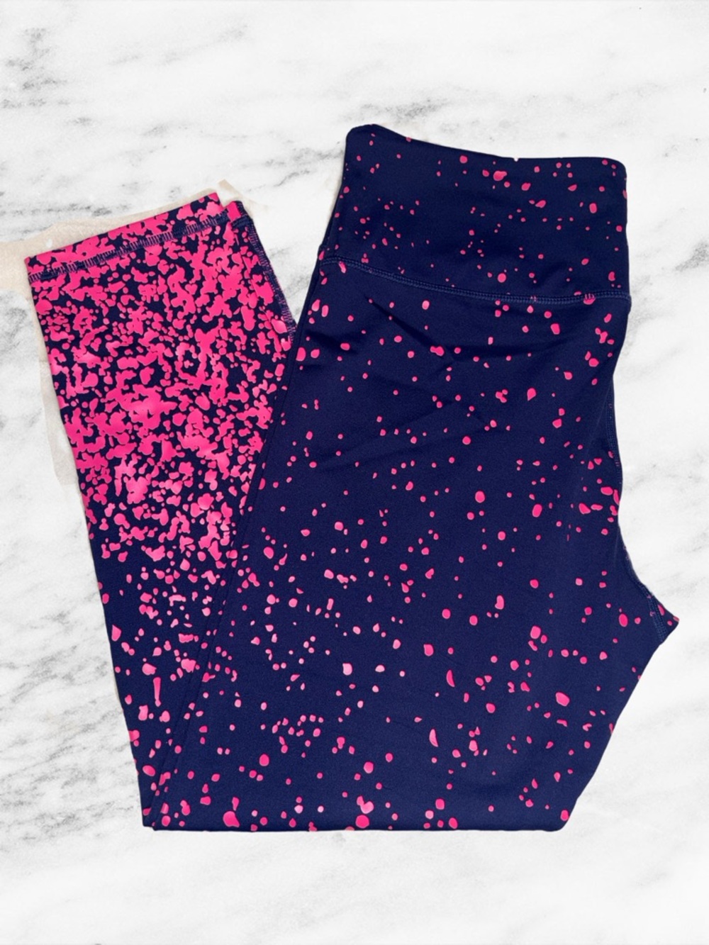 ZYIA Kids Navy Leggings with Hot Pink Splash Print or Women’s Large